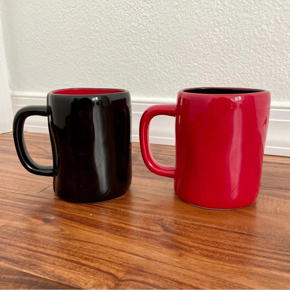 Rae Dunn “Romeo and Ghoulet” Halloween Mugs Set of 2 Black & Red His & Hers New - Picture 6 of 7